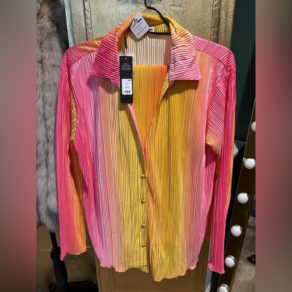 NWT strawberry lemonade sheer lounge set matching pants and top M